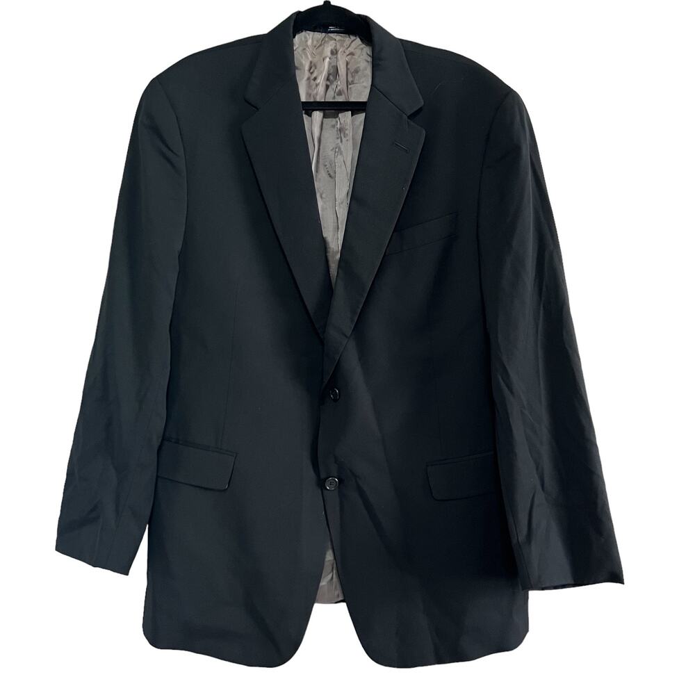 Vintage Hart Schaffner Marx Blazer 46L Black USA Made Union 2-Button Sport Coat
